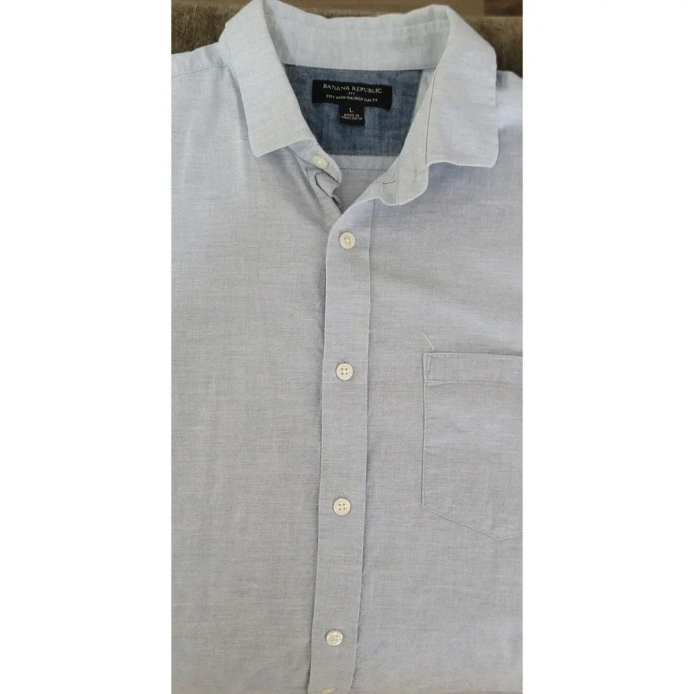 Banana Republic Men's Grey Soft Wash Tailored Slim Fit Long Sleeve Shirt Size L